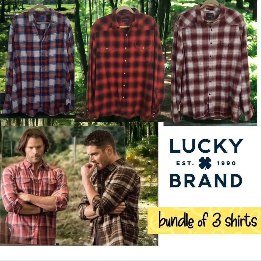 Lucky brand 3 plaid Flannel Shirt bundle
